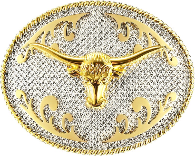 Sansths Western Belt Buckle for Men Women, Vintage Cowboy Cowgirl Texas Rodeo Longhorn Bull, Goat, Poker and Horse - Image 1